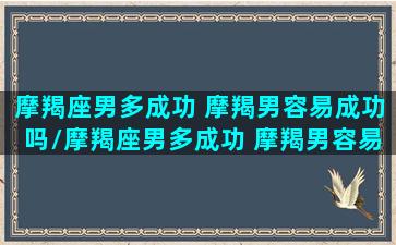 摩羯座男多成功 摩羯男容易成功吗/摩羯座男多成功 摩羯男容易成功吗-我的网站